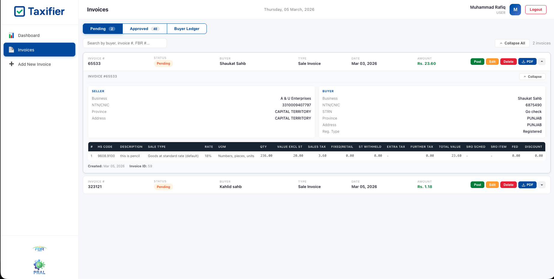 Invoice Details