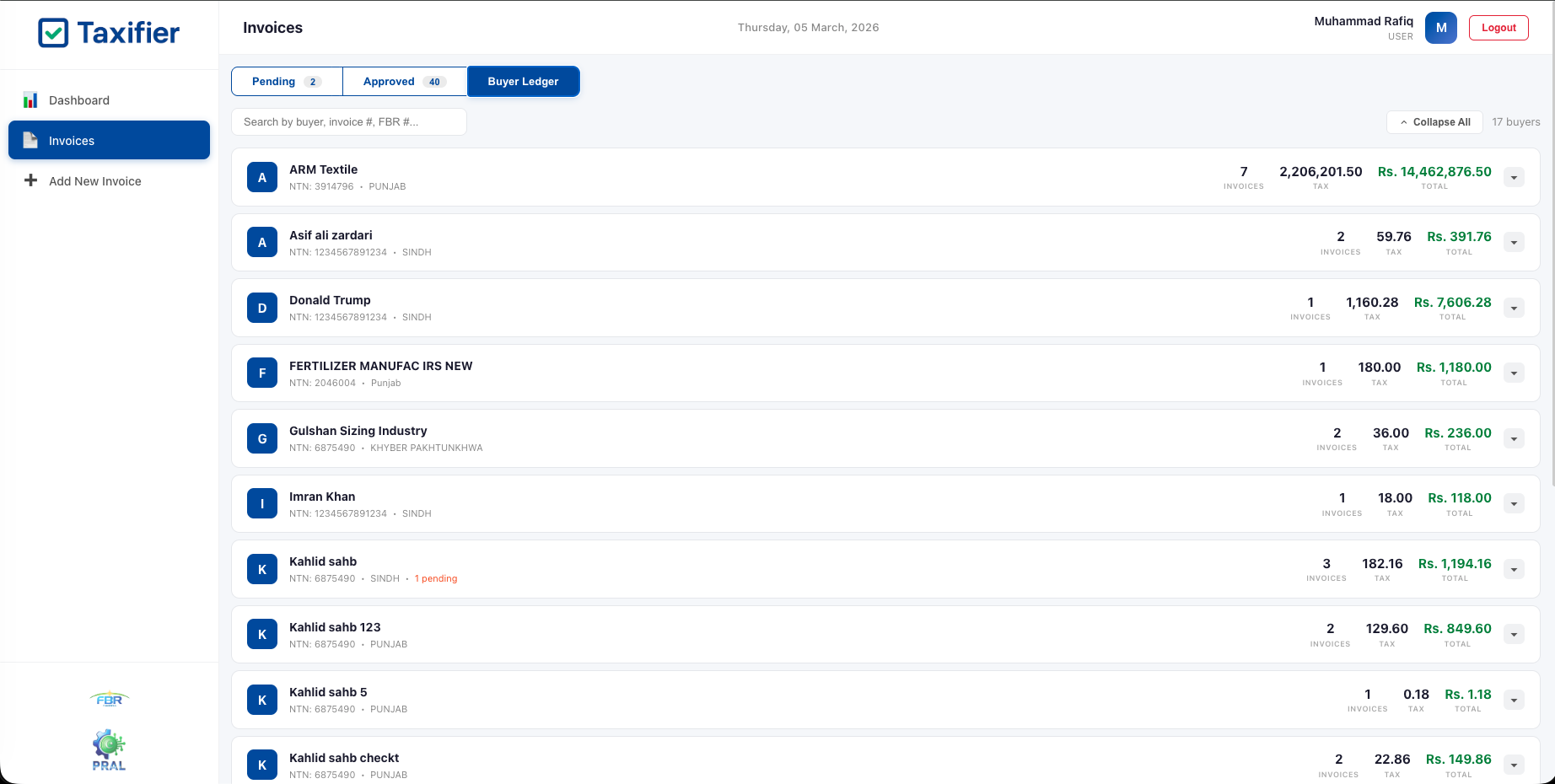 Buyer Ledger